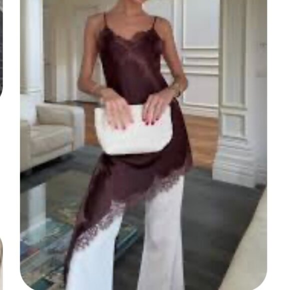 NWT Zara Satin Effect Lace Dress - Picture 4 of 15